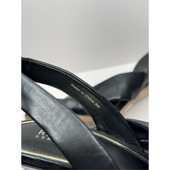 Kenneth Cole Sandals Womens Size 8 Black Faux Leather Slingback Knot Heels - Picture 8 of 10